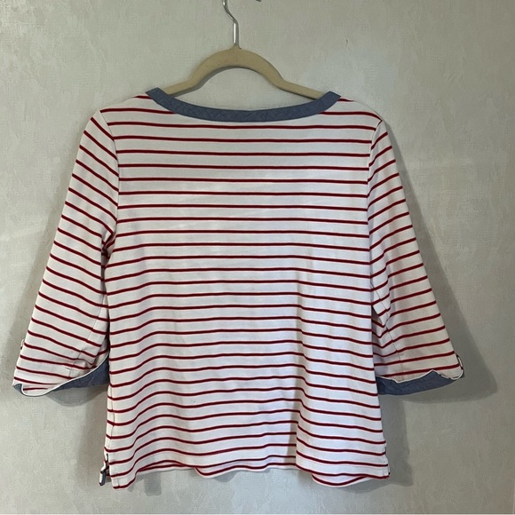 Nautica Stripped Red and White 3/4 Sleeve T-Shirt - Picture 2 of 5
